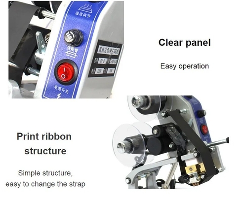 Portable Hand Press Ribbon Coding Machine for 220V 50/60Hz Voltage and 2*4mm Particle Size