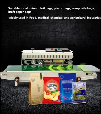 Film Packaging Band Sealer with Horizontal Solid Ink Coding Sealing Speed 0-12m/min