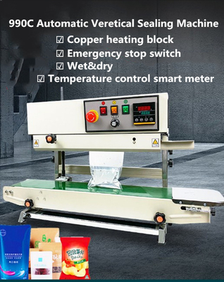 6-12mm Sealing Width Stainless Steel Vertical Automatic Continuous Band Sealer Machine