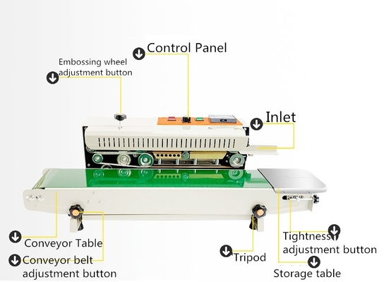 Stainless Steel Aluminum Foil Plastic Bag Automatic Continuous Band Sealer Machine