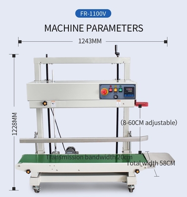12mm Sealing Width Vertical Band Sealer with Coding Temperature Control Range 0-300C°