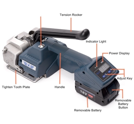 Electric 2000mA Tension Strapping Tool for Steel Strap 340*130*140mm Welding Time 2-5s