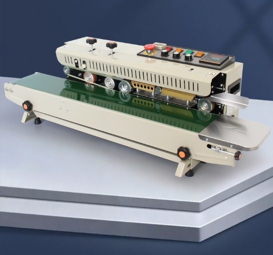 Continuous Band Plastic Bag Sealer for Pouch Sealing on Desktop at 220V/110V Voltage