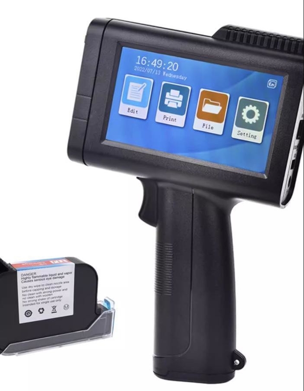 CE Portable Expire Date Batch Coding Machine Handheld Inkjet Printer Gun with One Black Ink Cartridge